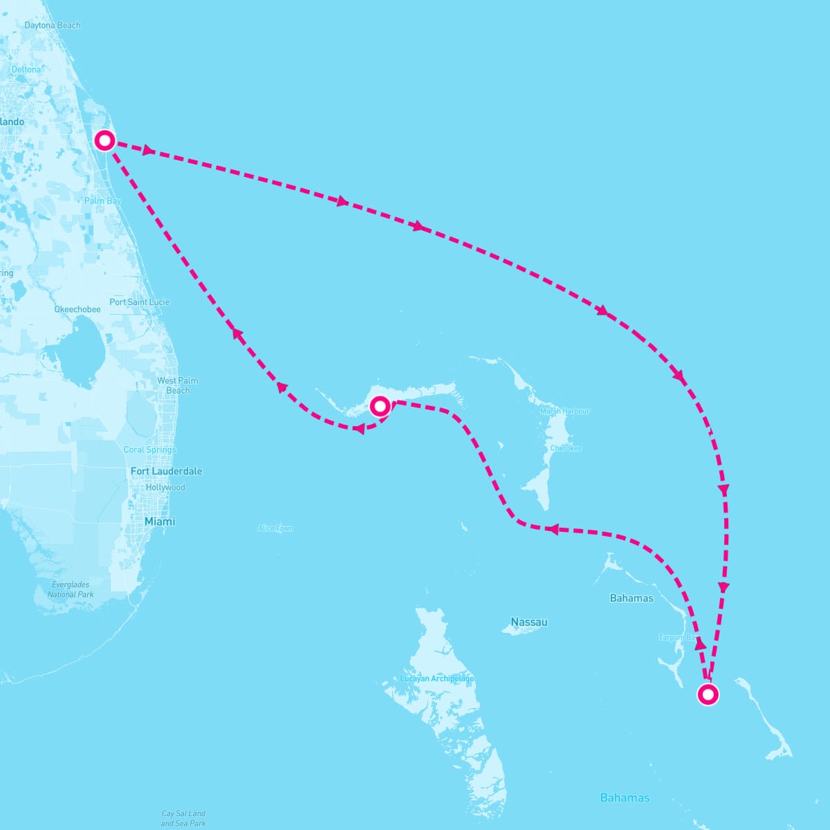 Carnival Freedom itinerary map for September 18, 2025