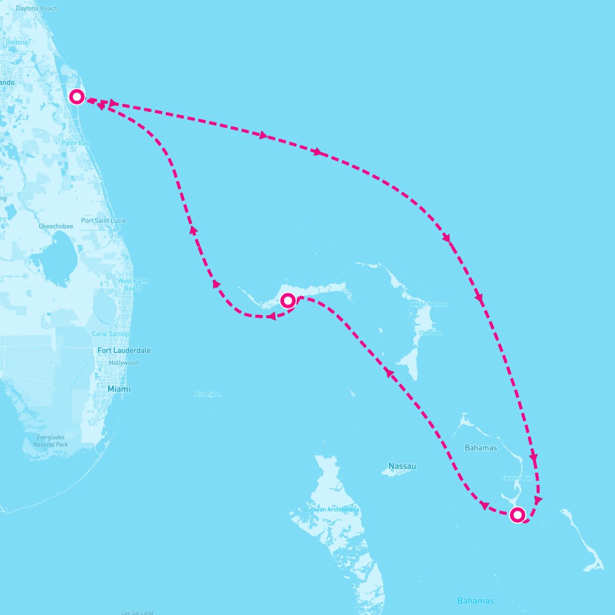 Carnival Freedom itinerary map for October 30, 2025