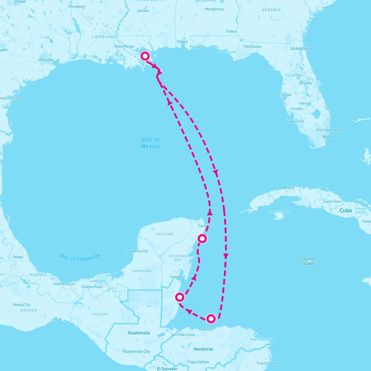 Carnival Glory itinerary map for April 21, 2024 (7 nights)