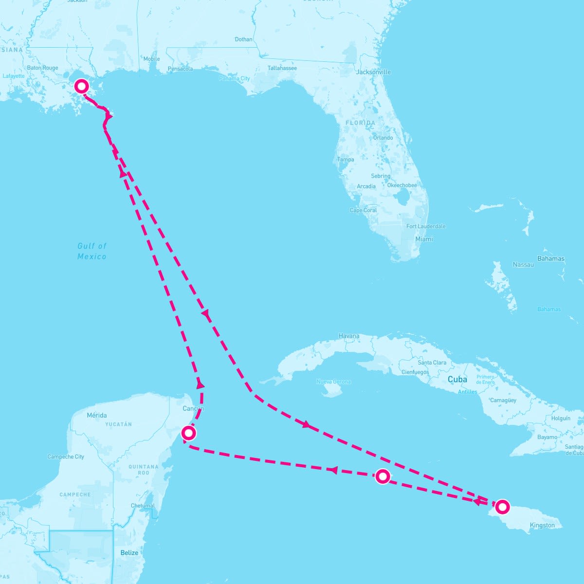 Carnival Glory itinerary map for April 28, 2024 (7 nights)