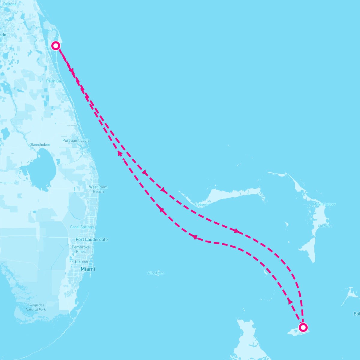 Carnival Glory itinerary map for February 14, 2025