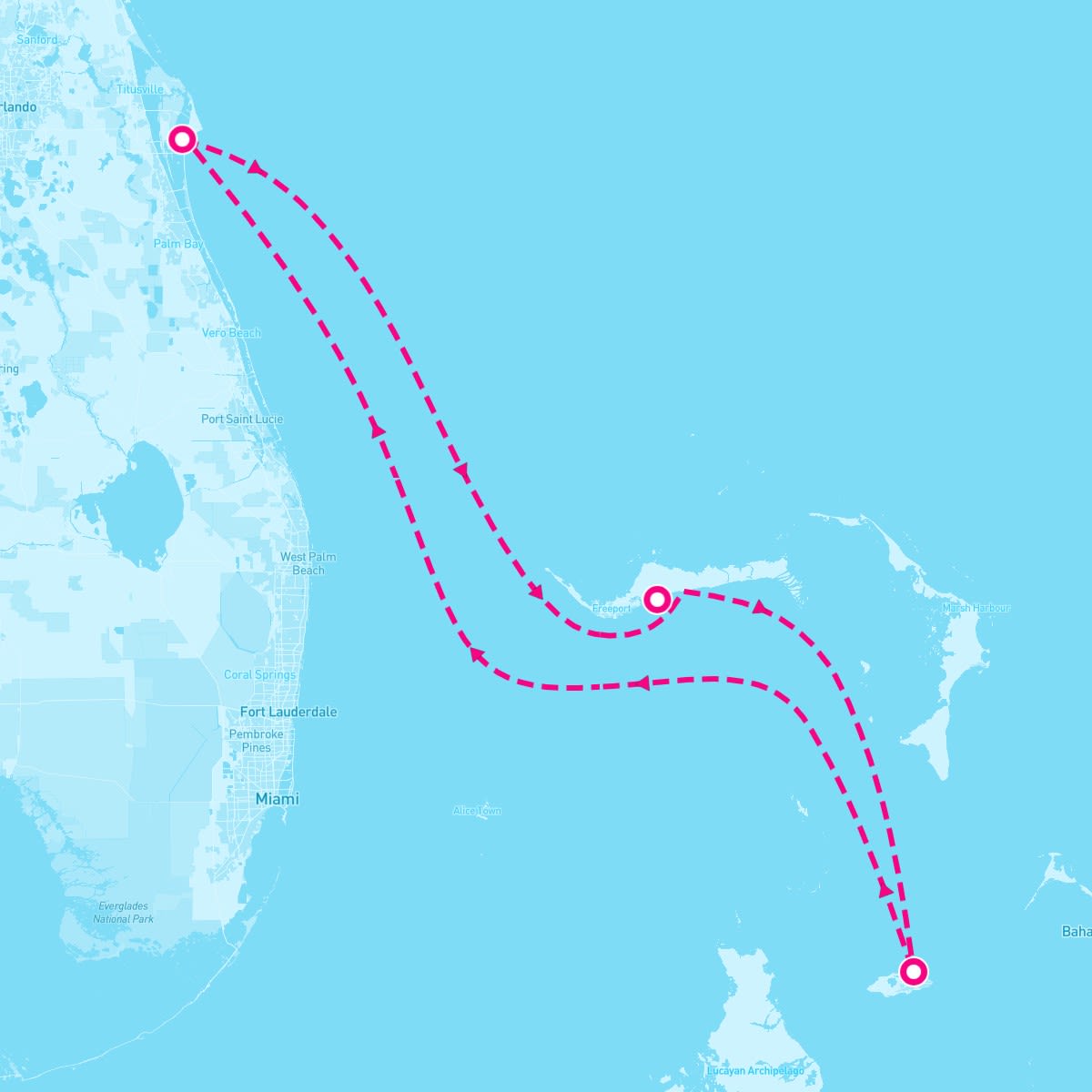 Carnival Glory itinerary map for July 21, 2025 (4 nights)