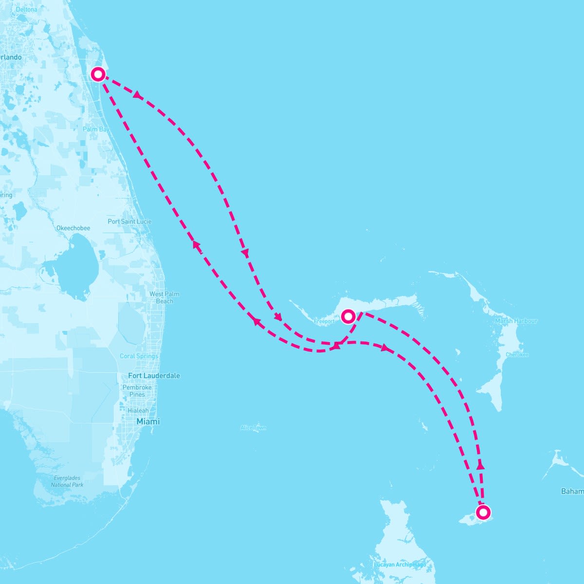 Carnival Glory itinerary map for August 11, 2025 (4 nights)