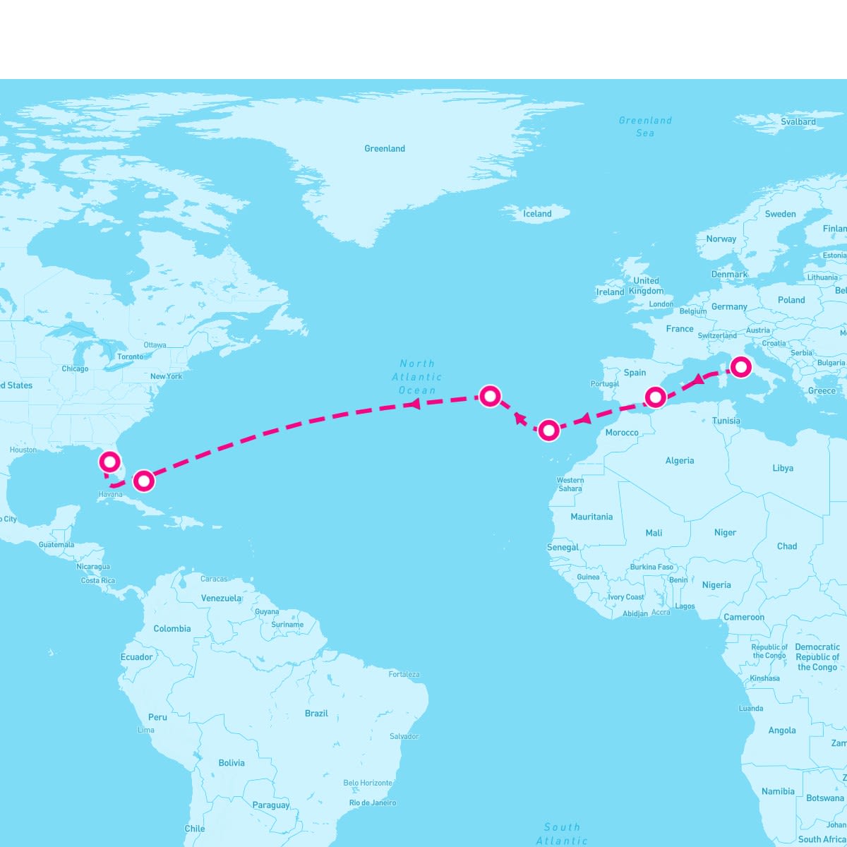 15 Night Transatlantic Carnival Journeys (Rome To Tampa)