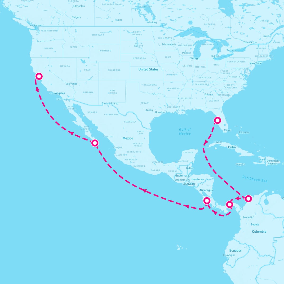 Carnival Legend itinerary map for April 24, 2025 (14 nights)