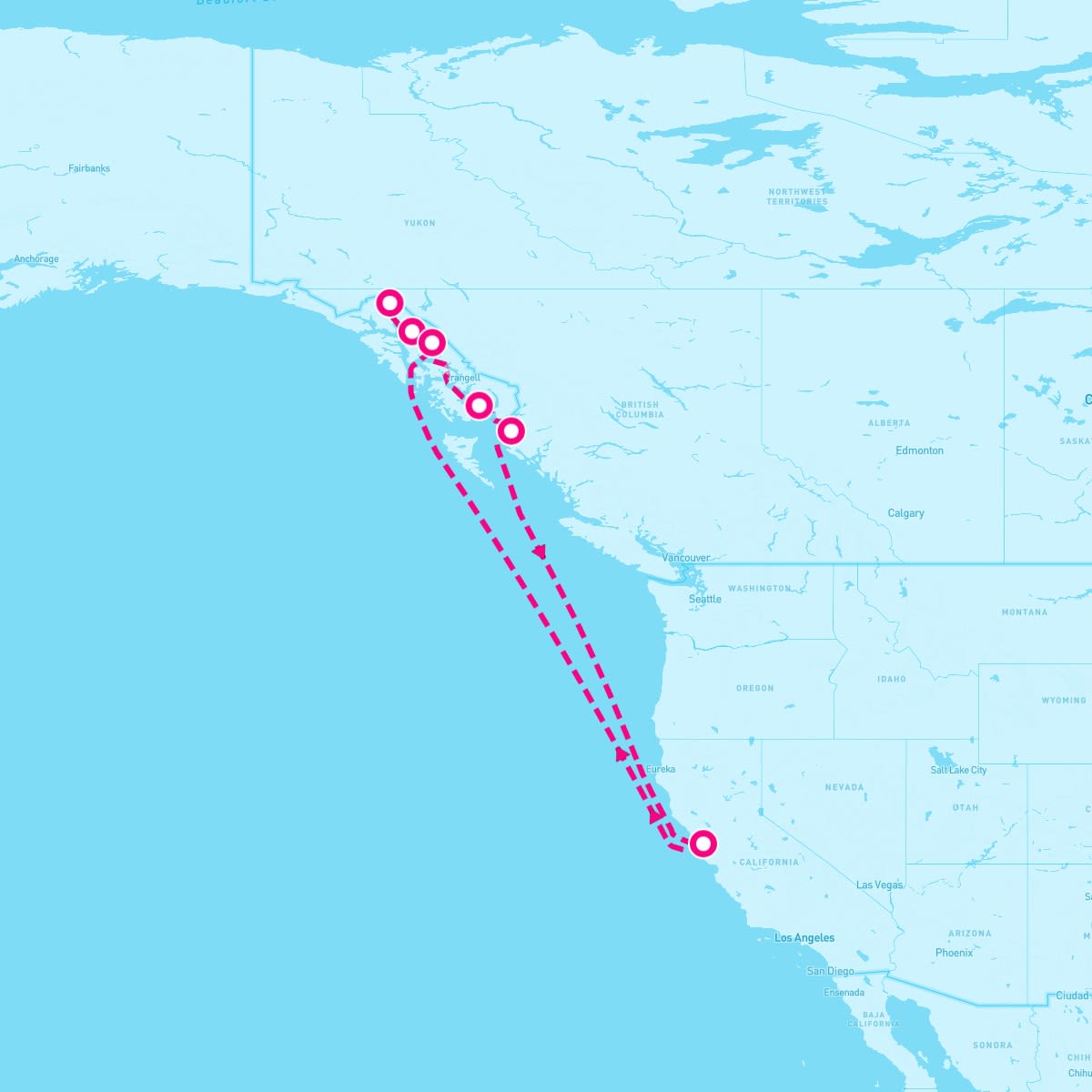 Carnival Legend itinerary map for August 18, 2025 (10 nights)