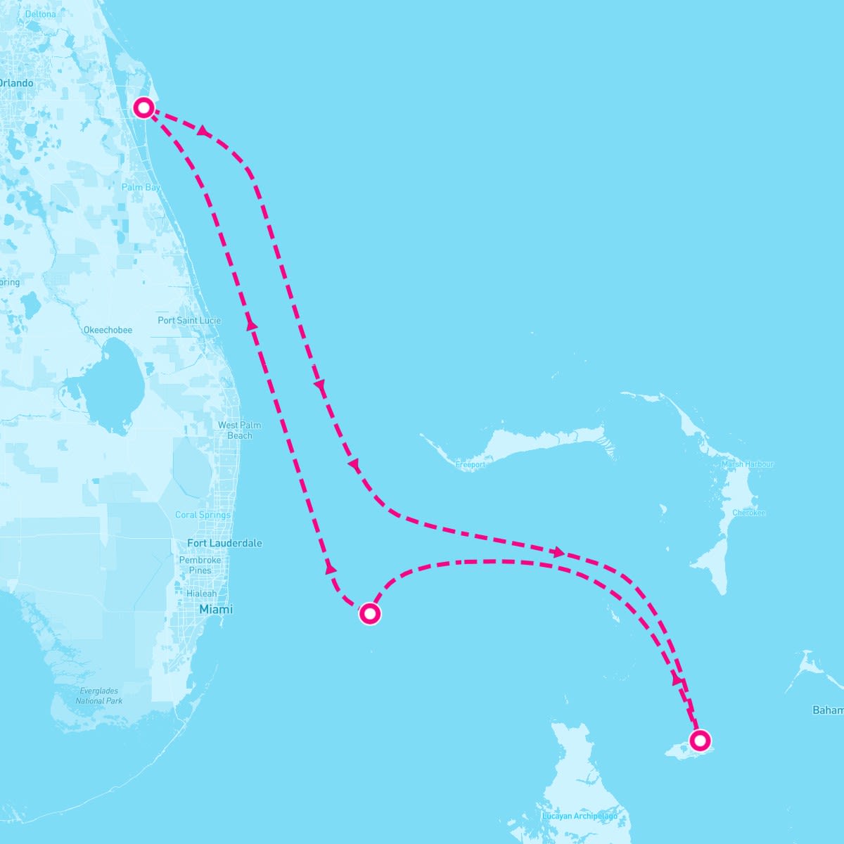 Carnival Liberty itinerary map for March 18, 2024 (4 nights)