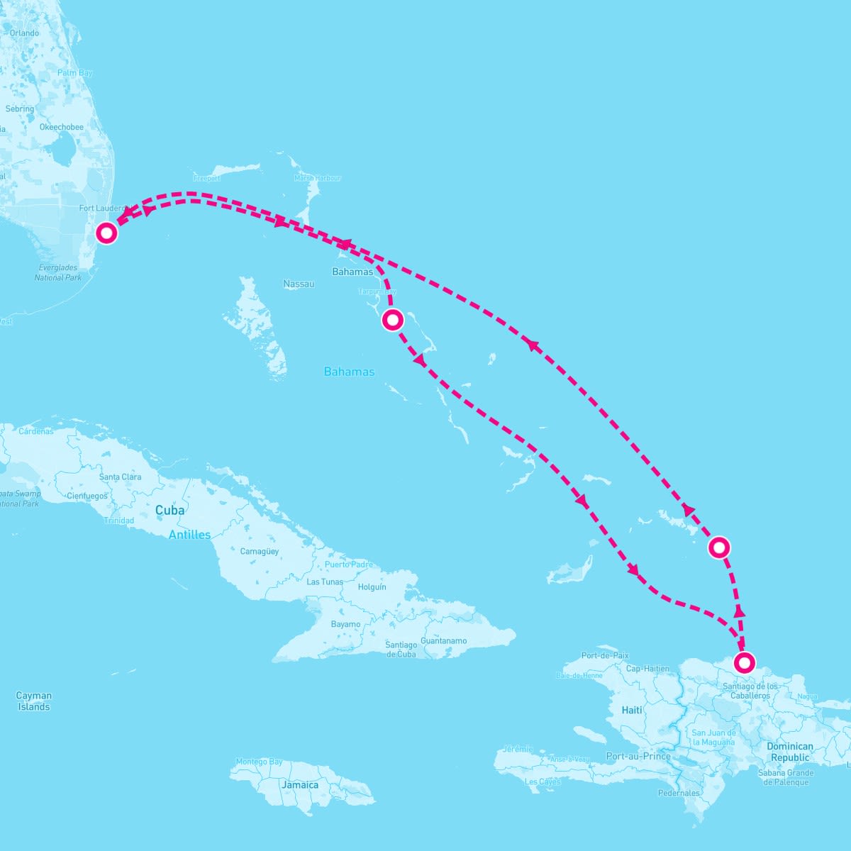 Carnival Magic itinerary map for June 23, 2024 (6 nights)