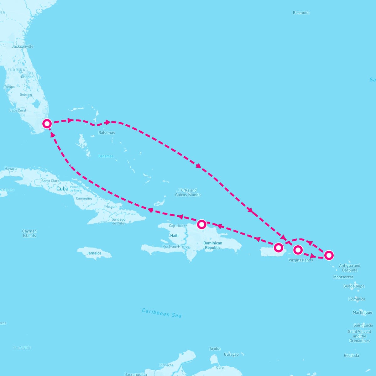 Carnival Magic itinerary map for August 24, 2024