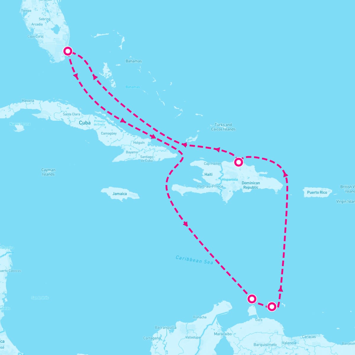 Carnival Magic itinerary map for November 16, 2024 (8 nights)
