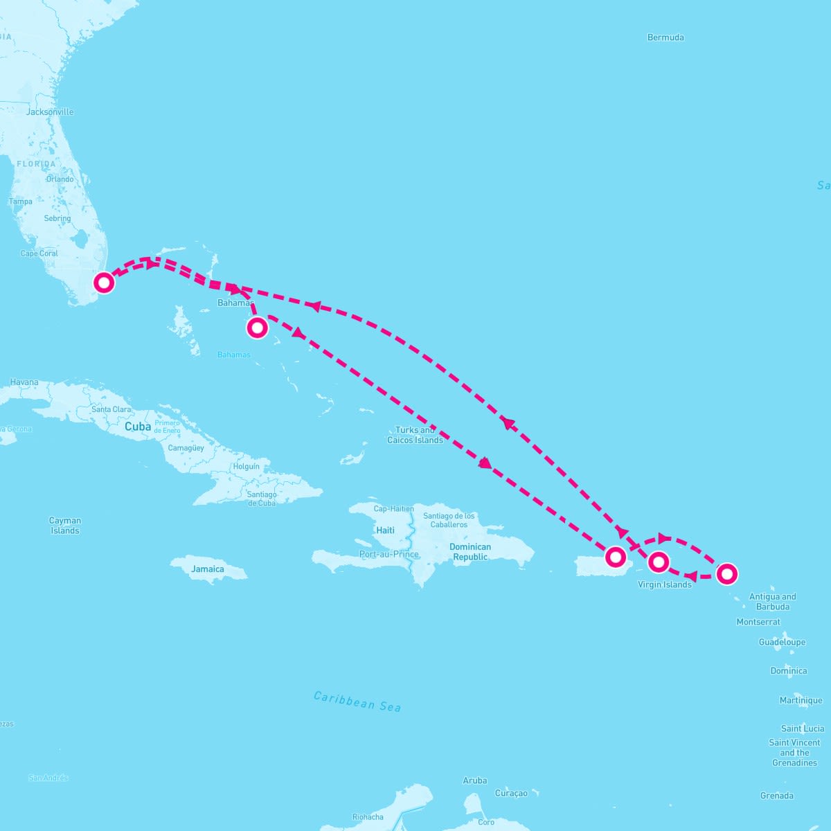 Carnival Magic itinerary map for May 31, 2025 (8 nights)