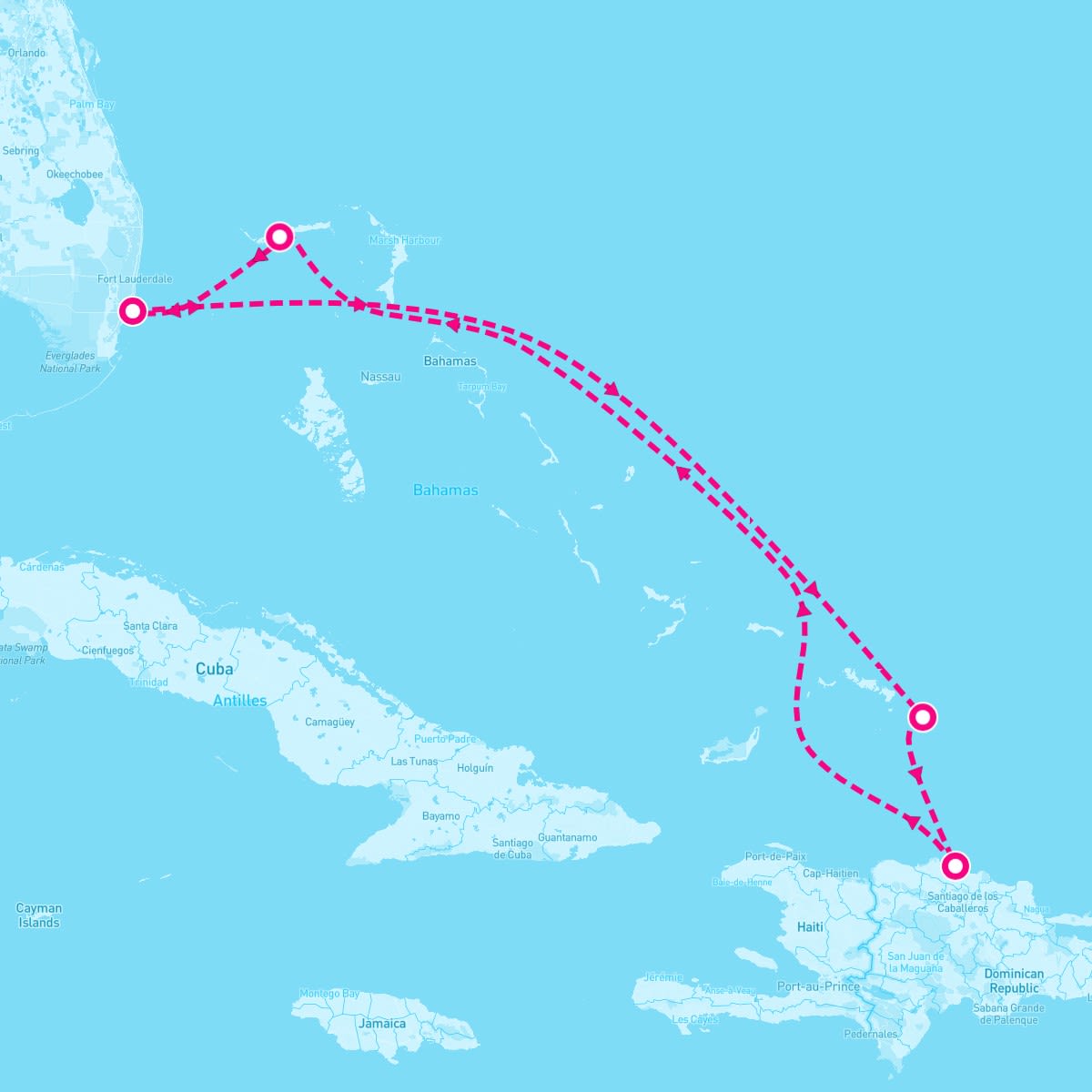 Carnival Magic itinerary map for September 14, 2025 (6 nights)