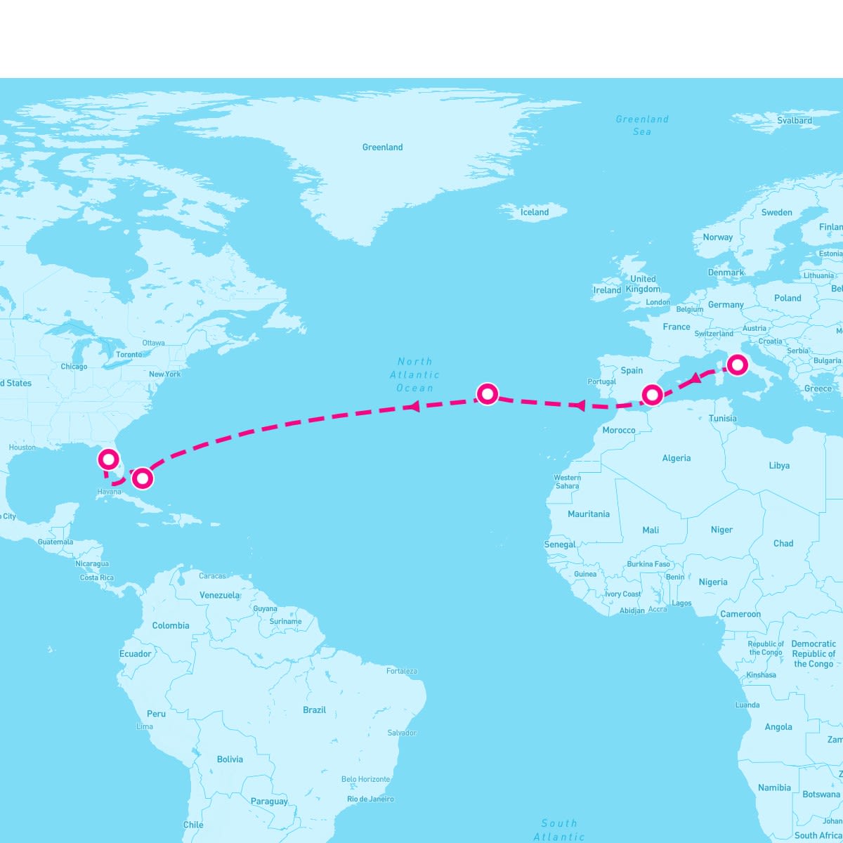 14 Night Carnival Journeys: Transatlantic Westbound (Rome To Tampa)