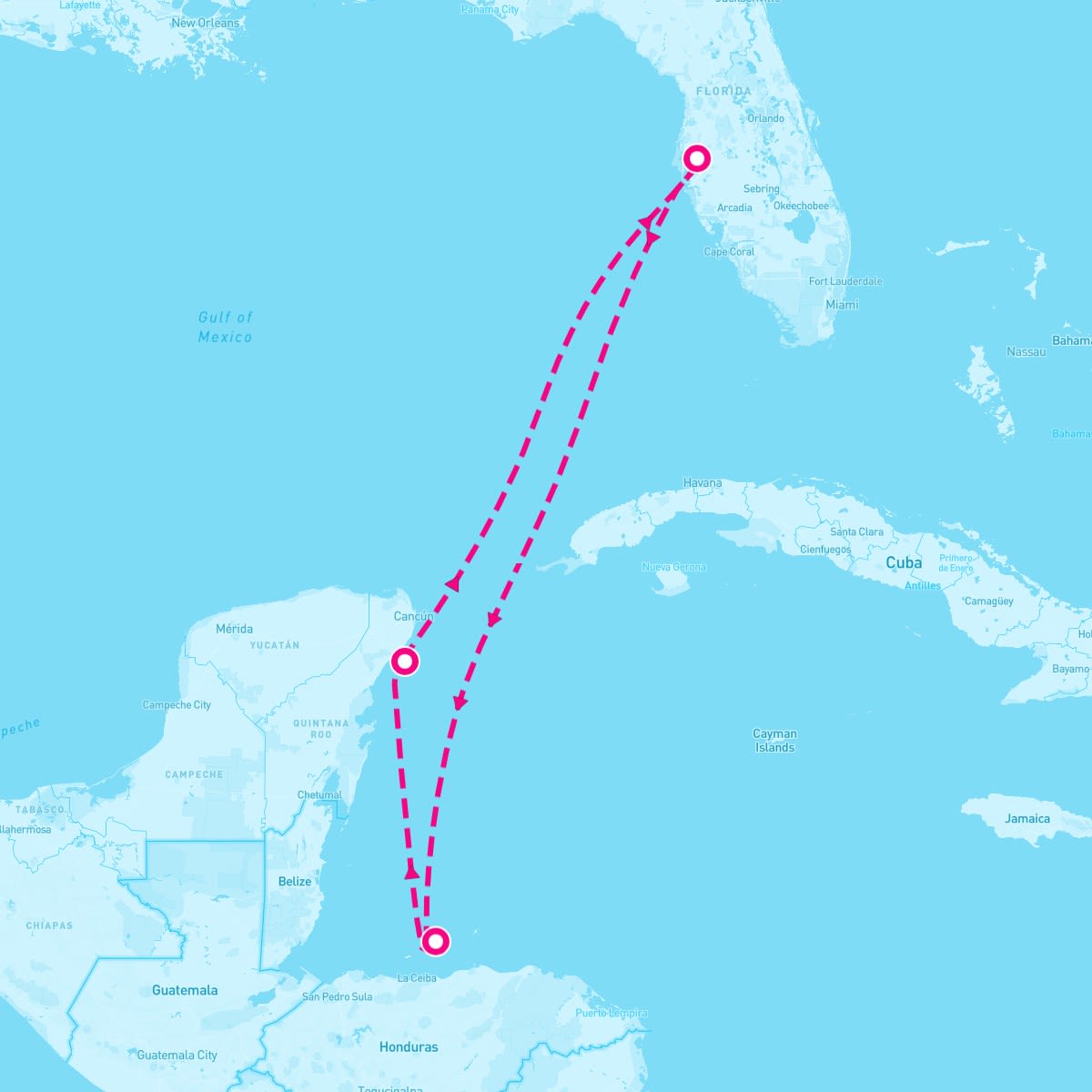 Carnival Paradise itinerary map for December 30, 2023 (5 nights)