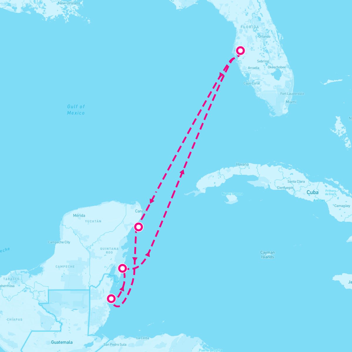 Carnival Pride itinerary map for March 10, 2024 (6 nights)
