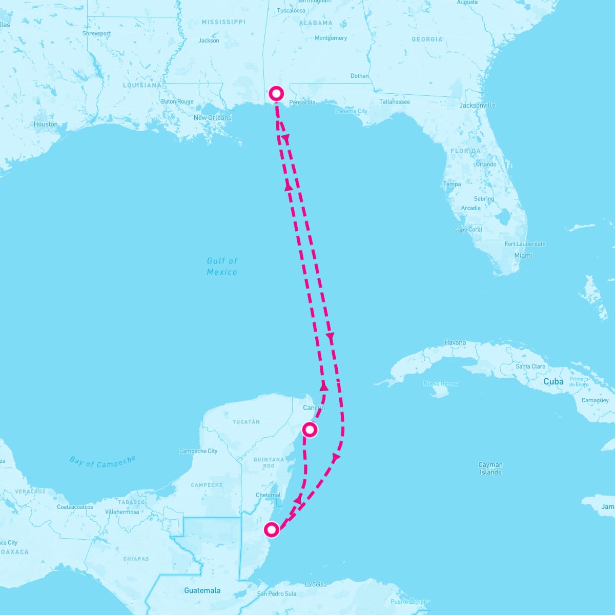 Carnival Spirit itinerary map for December 31, 2023 (6 nights)