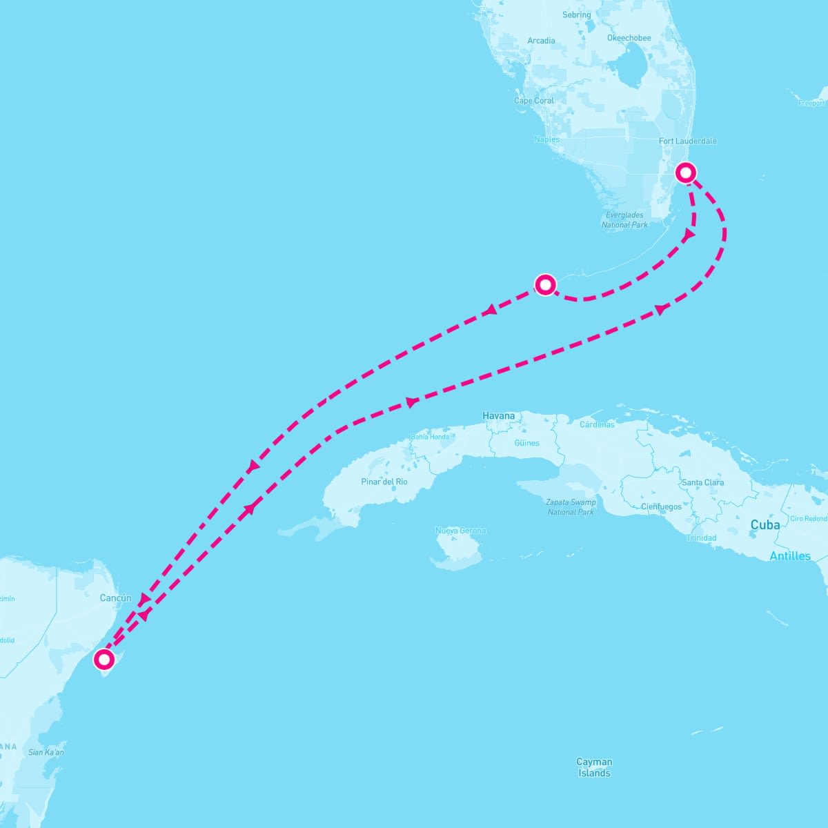 Carnival Sunrise itinerary map for January 18, 2024 (4 nights)