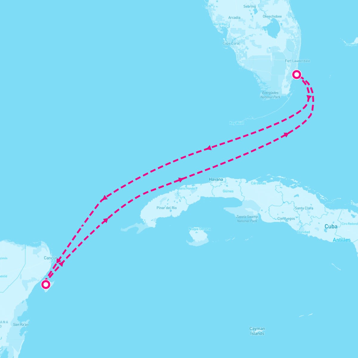 Carnival Sunrise itinerary map for March 5, 2024 (4 nights)