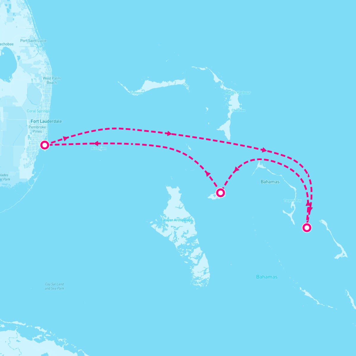 Carnival Sunrise itinerary map for March 27, 2025 (4 nights)