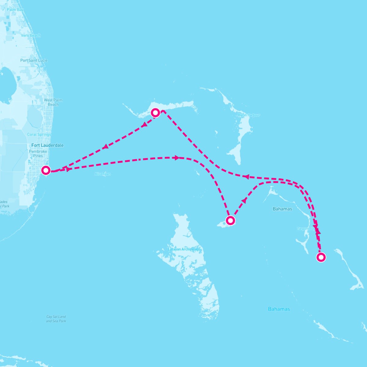 Carnival Sunrise itinerary map for March 20, 2027