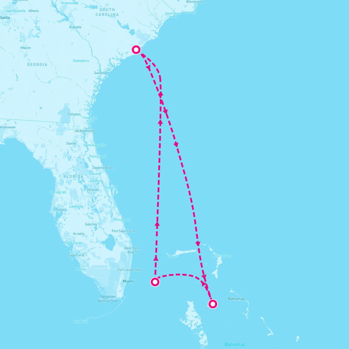 Carnival Sunshine itinerary map for December 28, 2023 (5 nights)