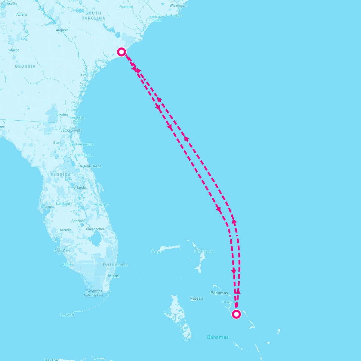 Carnival Sunshine itinerary map for January 25, 2024 (4 nights)