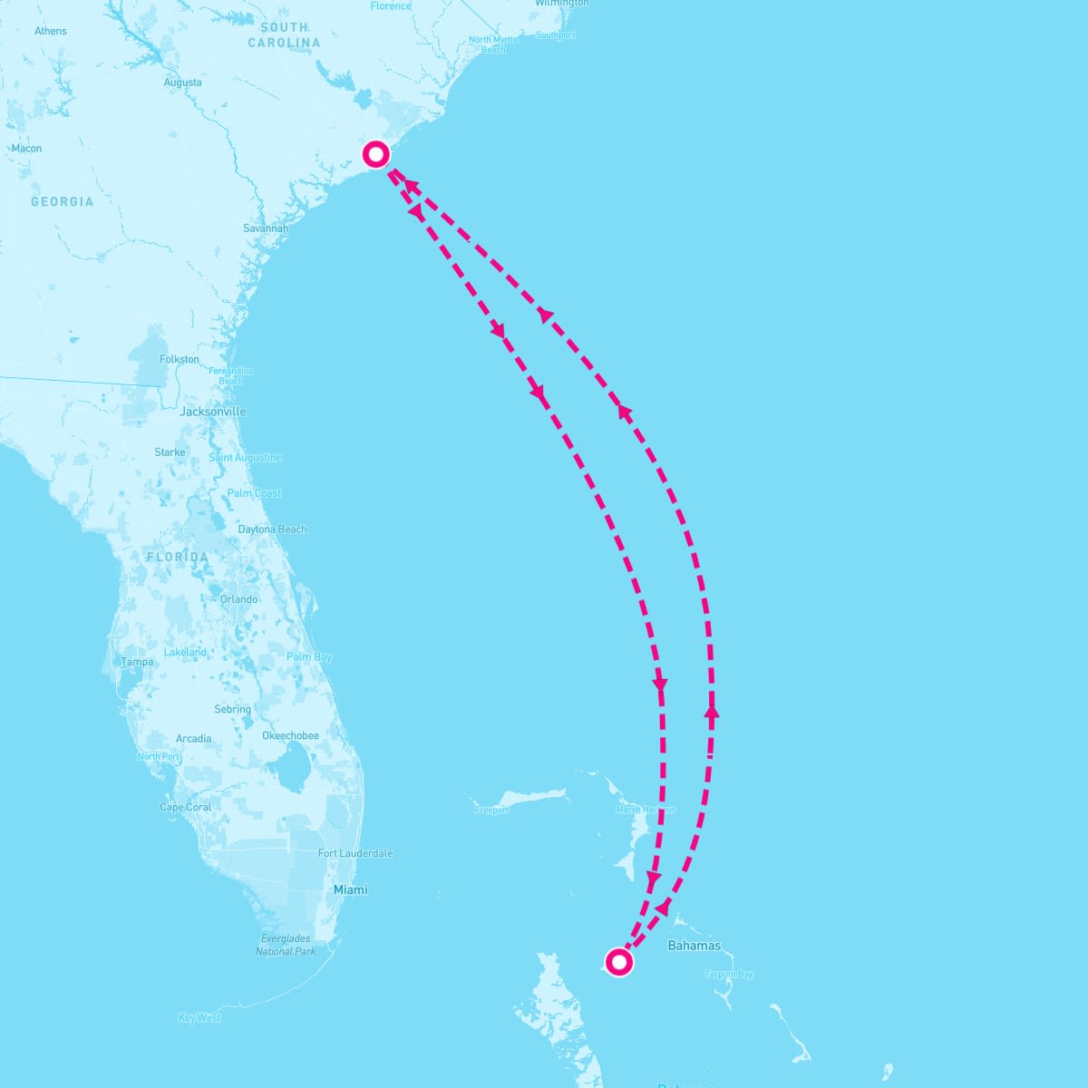 Carnival Sunshine itinerary map for November 14, 2024 (4 nights)