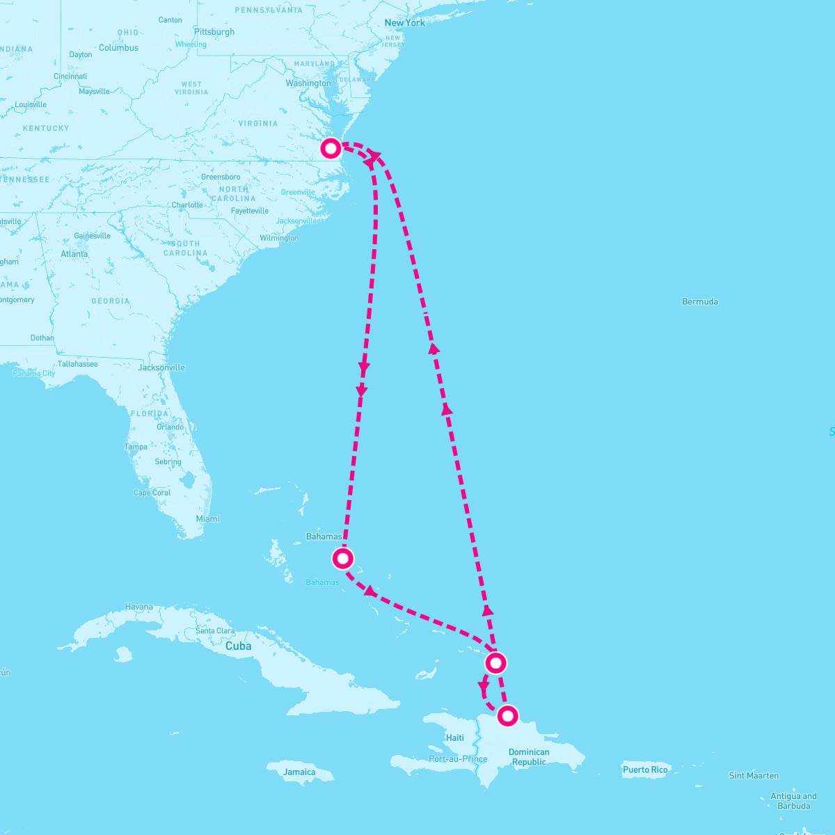 Carnival Sunshine itinerary map for May 17, 2025 (8 nights)