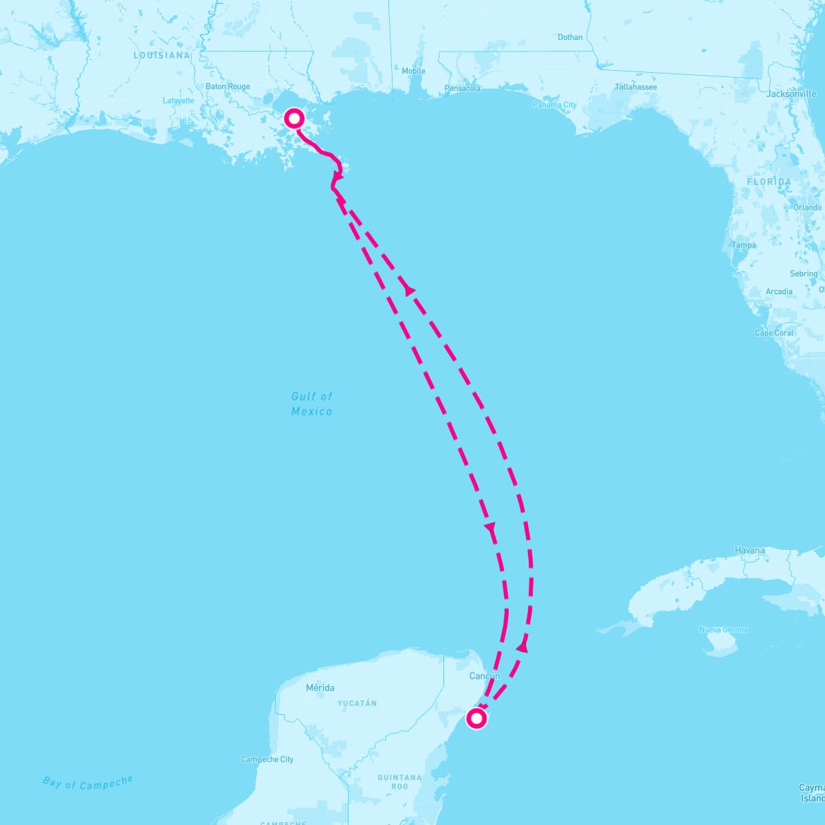 Carnival Valor itinerary map for January 18, 2024 (4 nights)