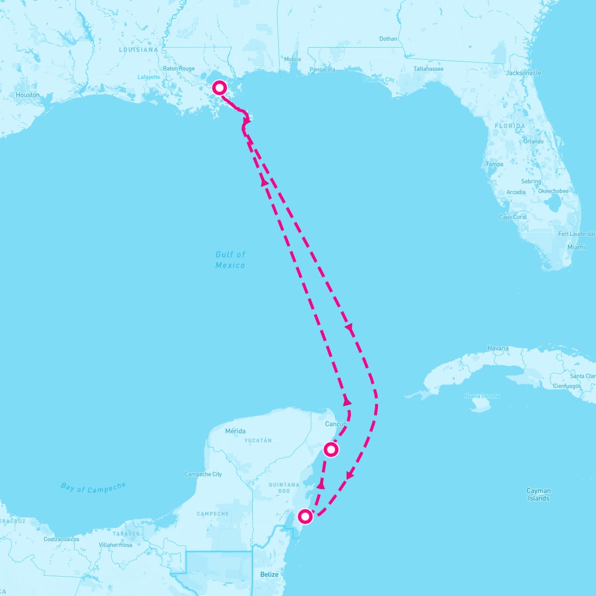 Carnival Valor itinerary map for September 21, 2024 (5 nights)
