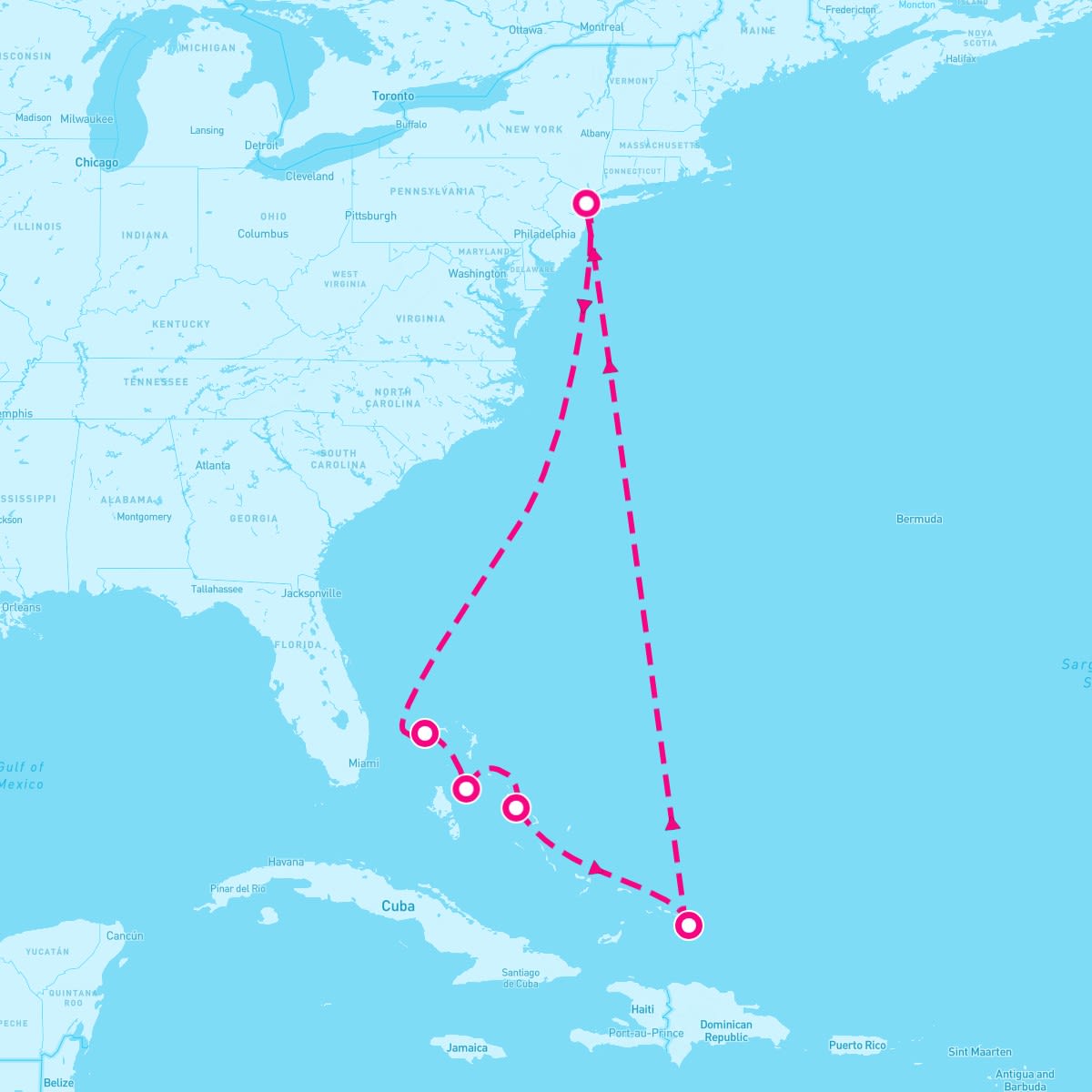 Carnival Venezia itinerary map for June 1, 2026