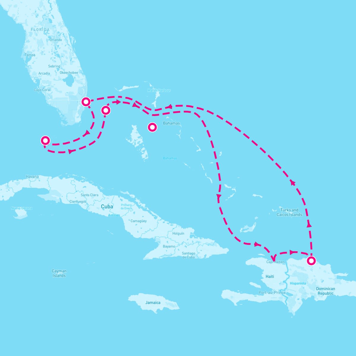 Celebrity Apex itinerary map for December 21, 2024 (7 nights)