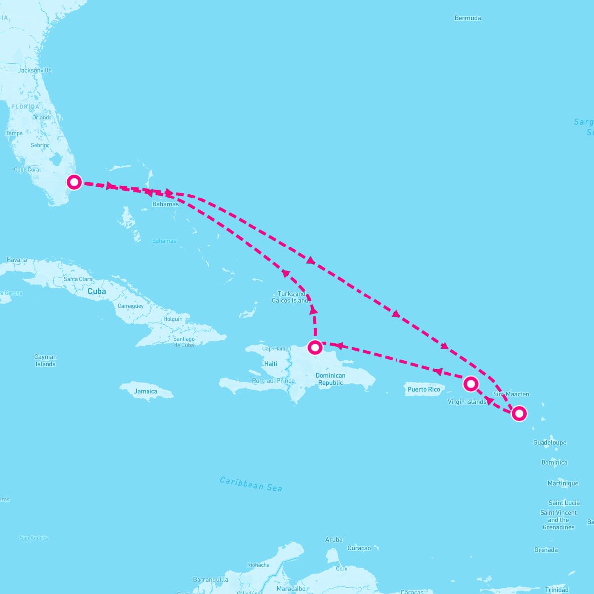Celebrity Apex itinerary map for February 22, 2025 (7 nights)