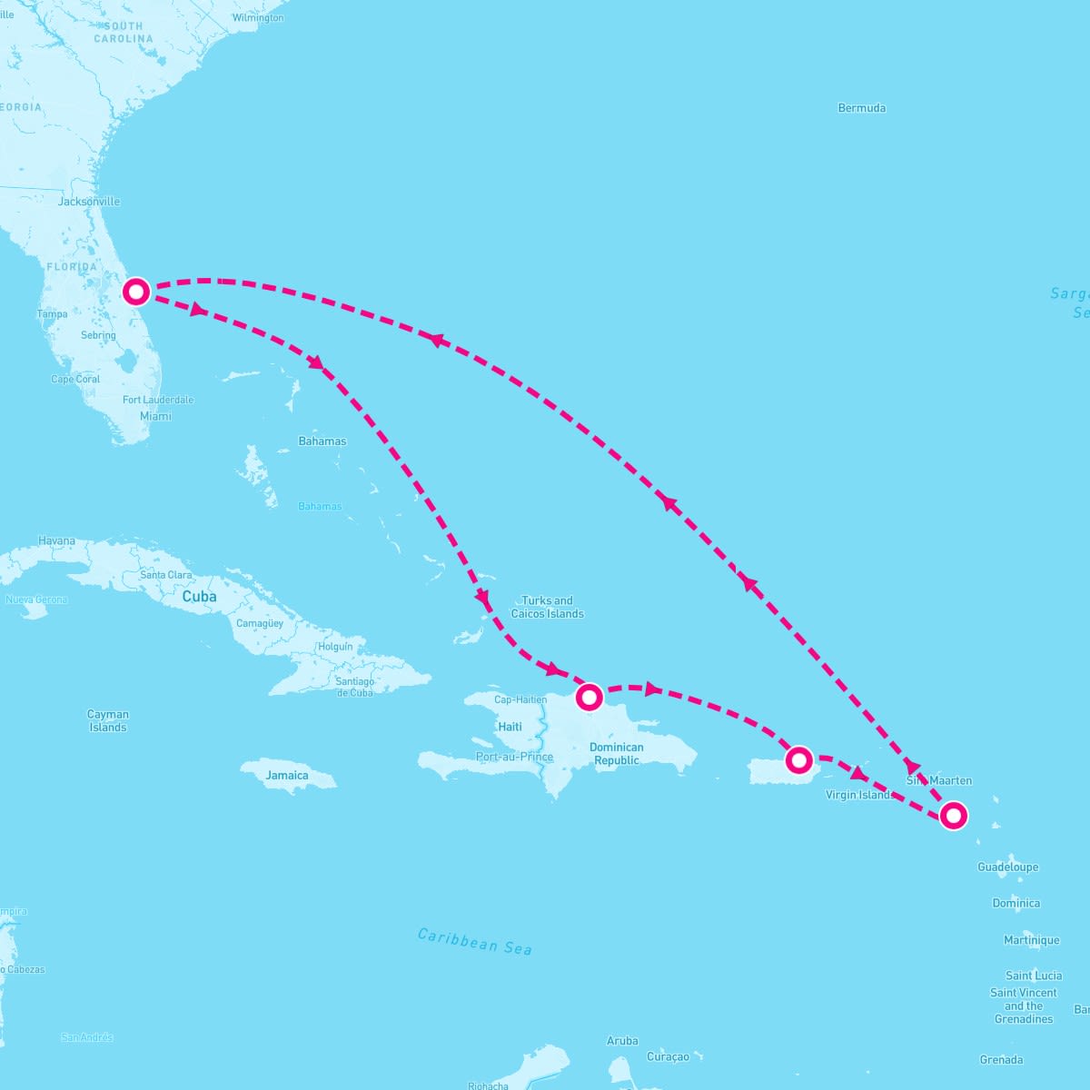 Celebrity Apex itinerary map for November 8, 2025 (7 nights)