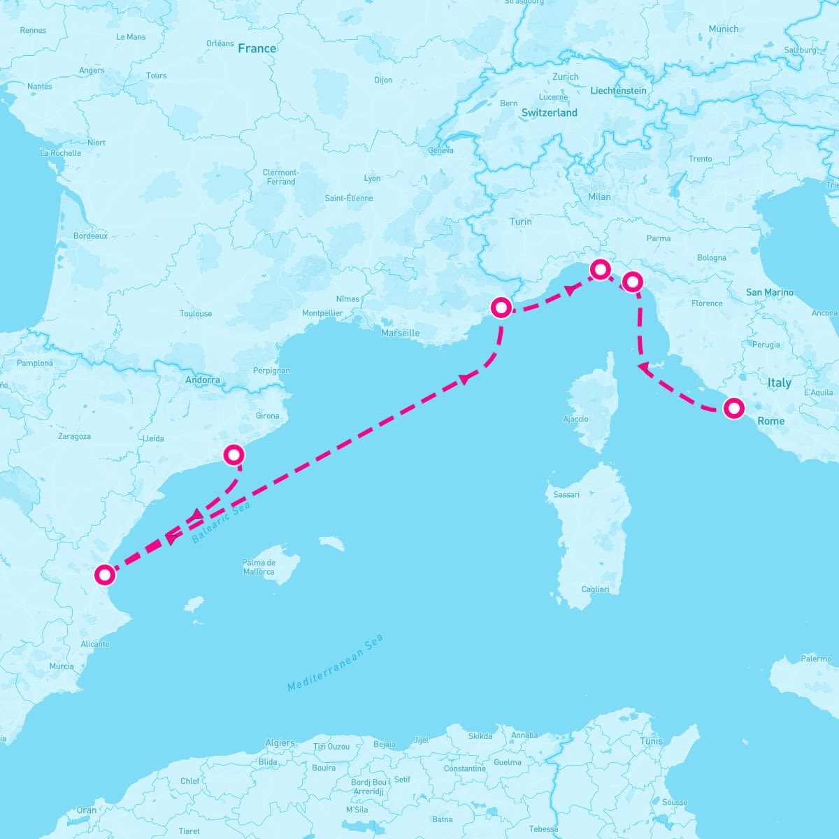 Celebrity Ascent itinerary map for August 17, 2024 (7 nights)