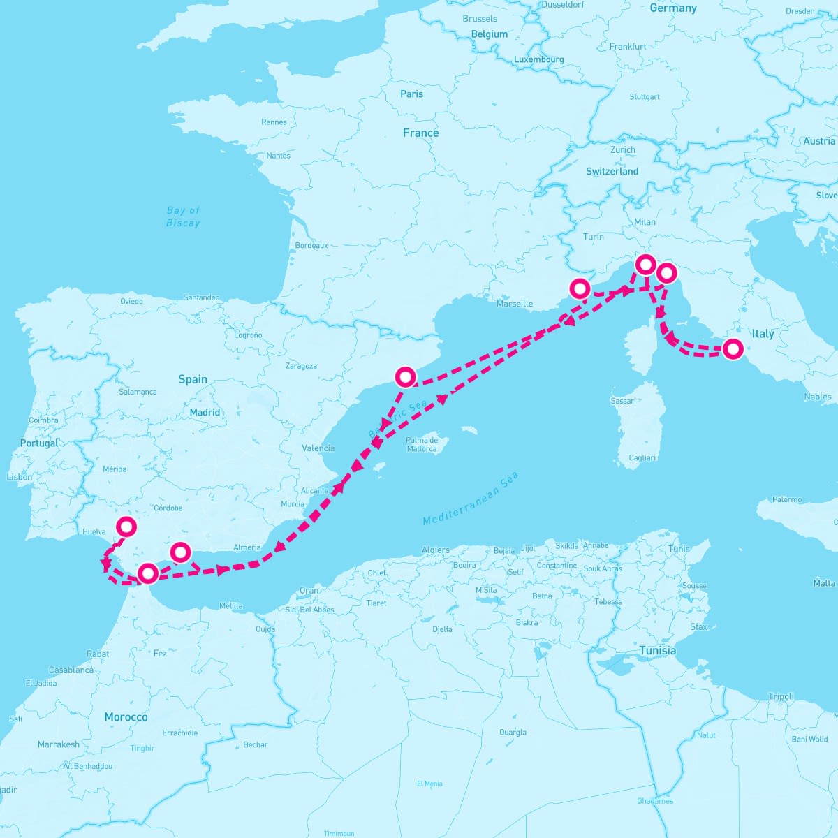 Celebrity Ascent itinerary map for September 2, 2024 (12 nights)