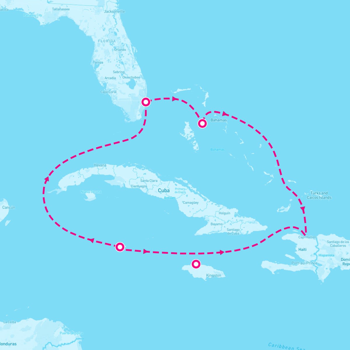 Celebrity Ascent itinerary map for December 1, 2024 (7 nights)