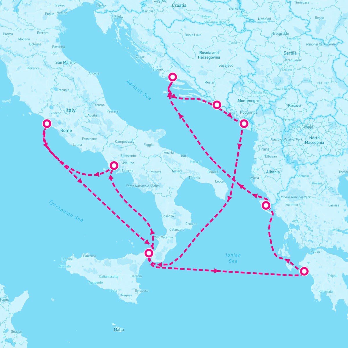 Celebrity Ascent itinerary map for May 16, 2025 (10 nights)
