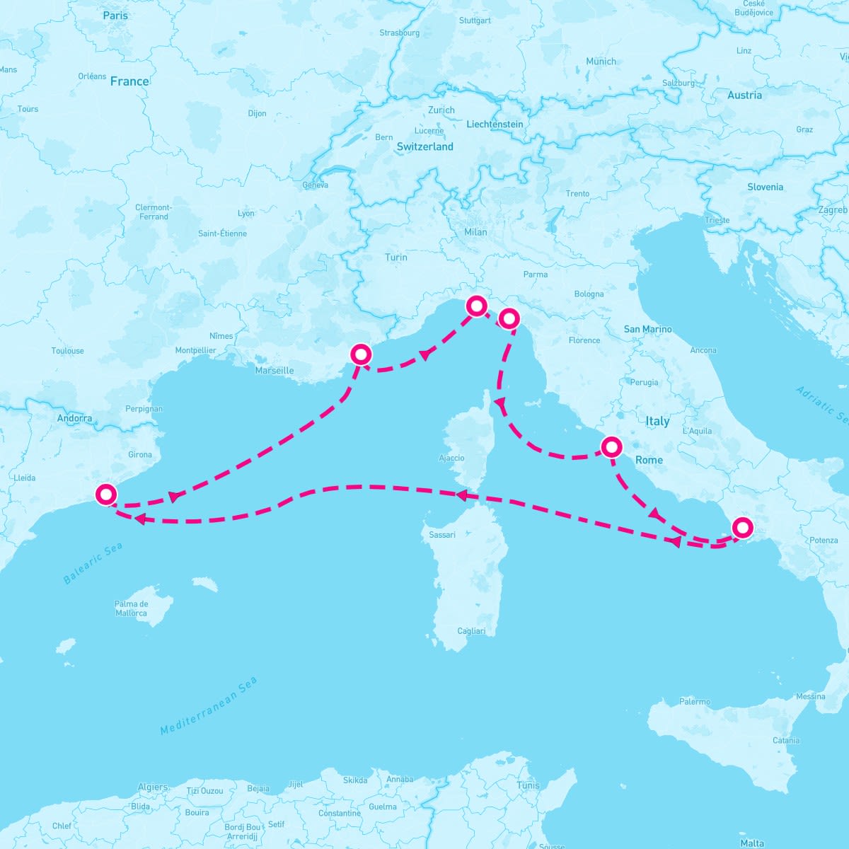 Celebrity Ascent itinerary map for June 14, 2025 (7 nights)