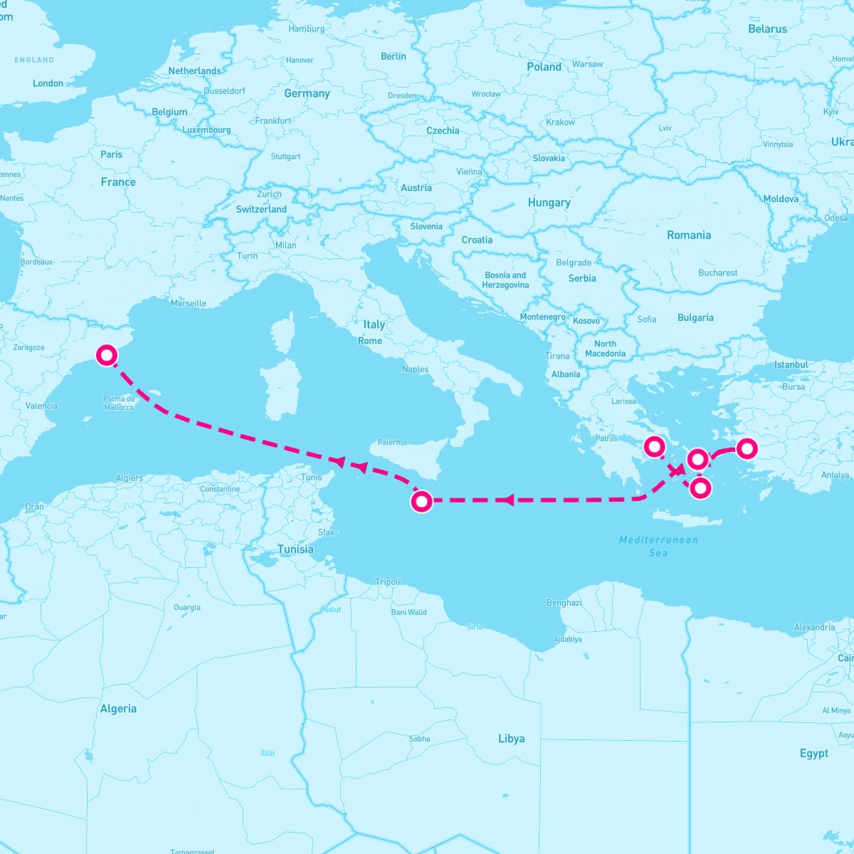 Celebrity Ascent itinerary map for July 12, 2025 (7 nights)
