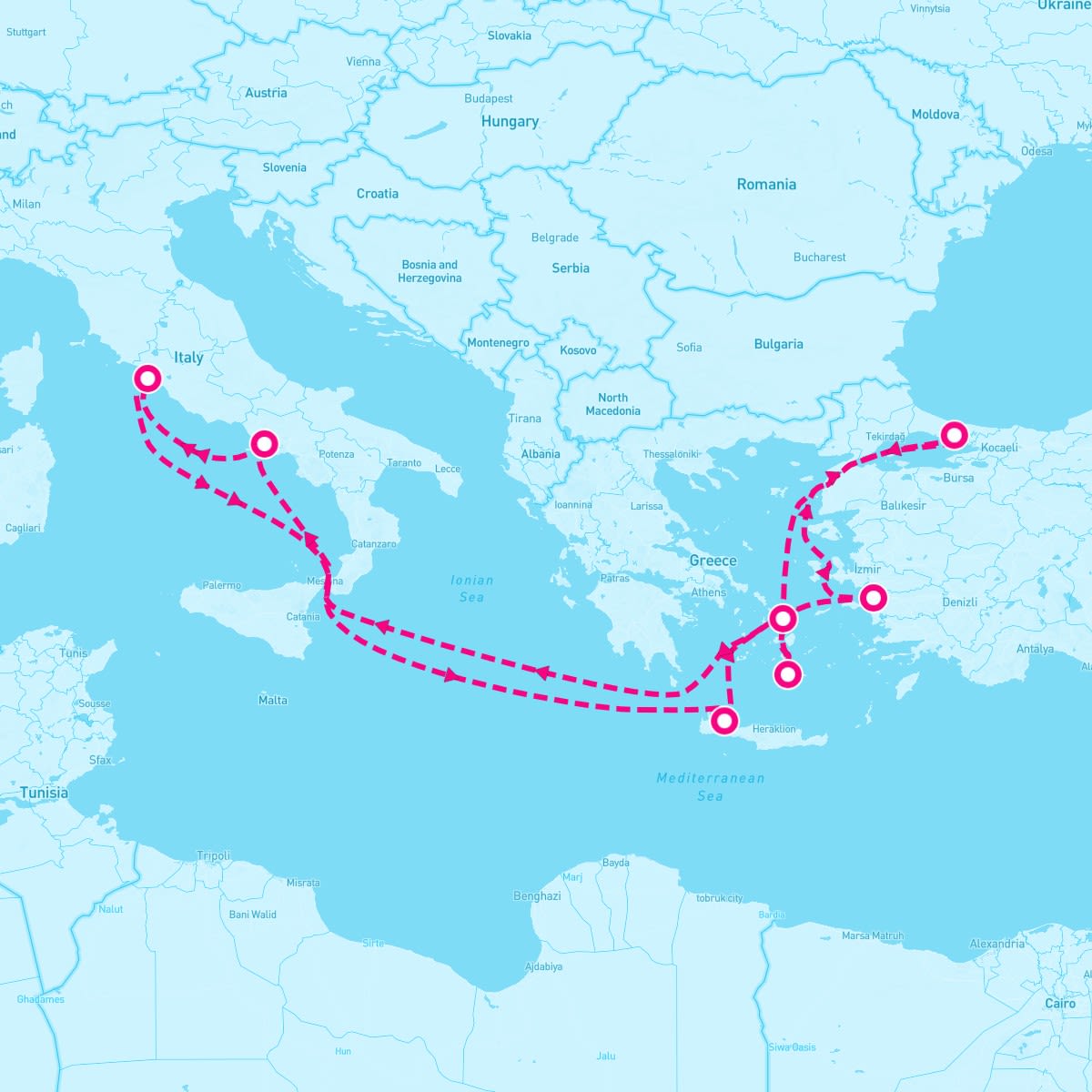 Celebrity Ascent itinerary map for September 8, 2025 (11 nights)
