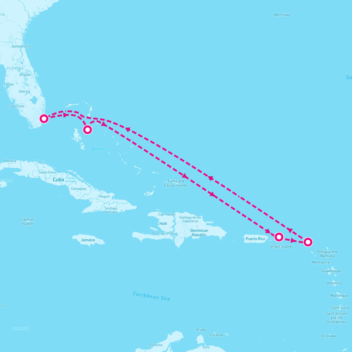 Celebrity Beyond itinerary map for May 25, 2025 (7 nights)