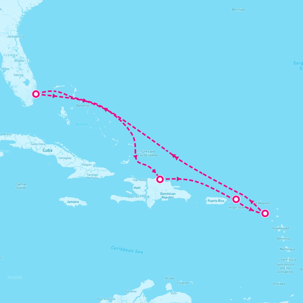 Celebrity Beyond itinerary map for March 14, 2027