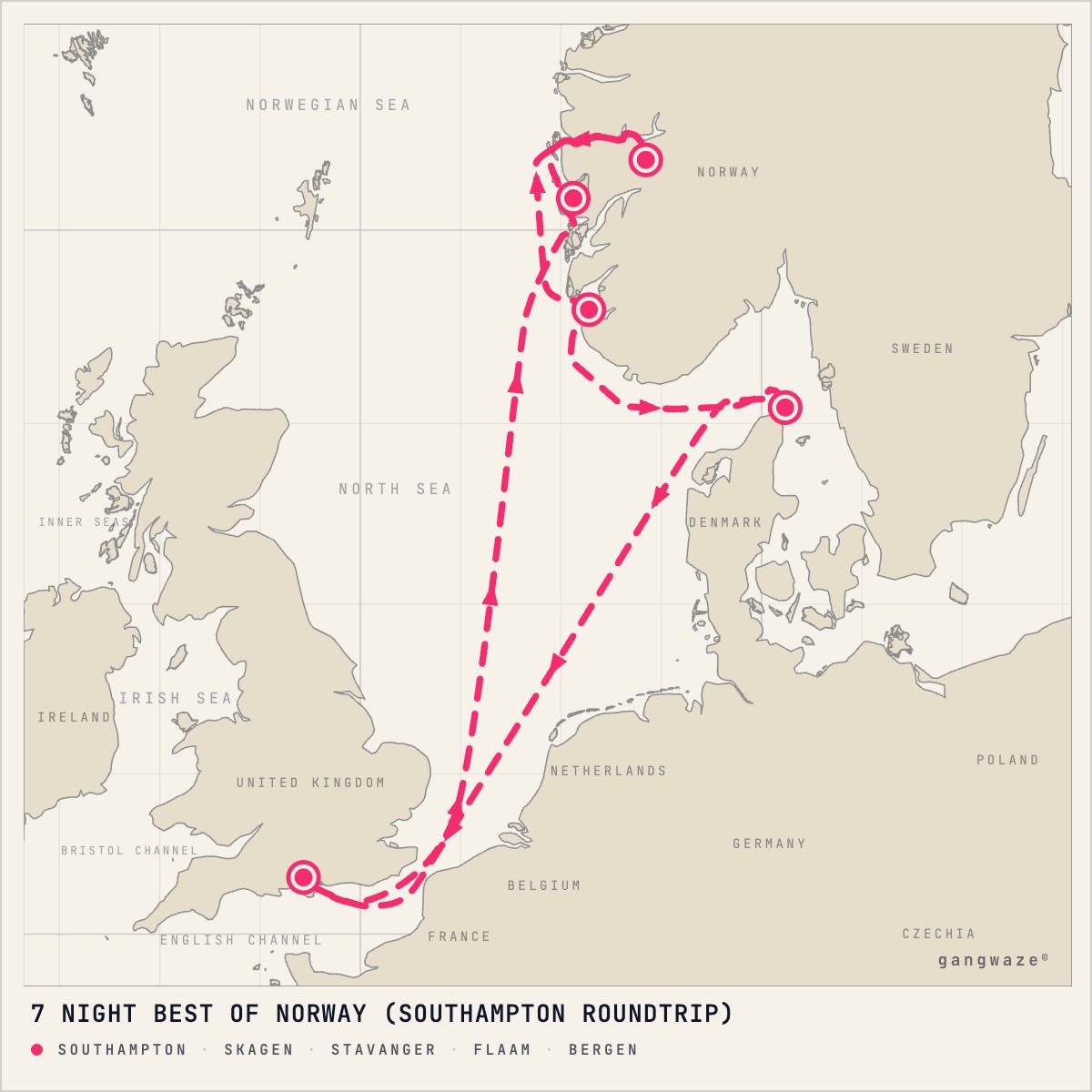 Celebrity Beyond itinerary map for July 1, 2028 (7 nights)