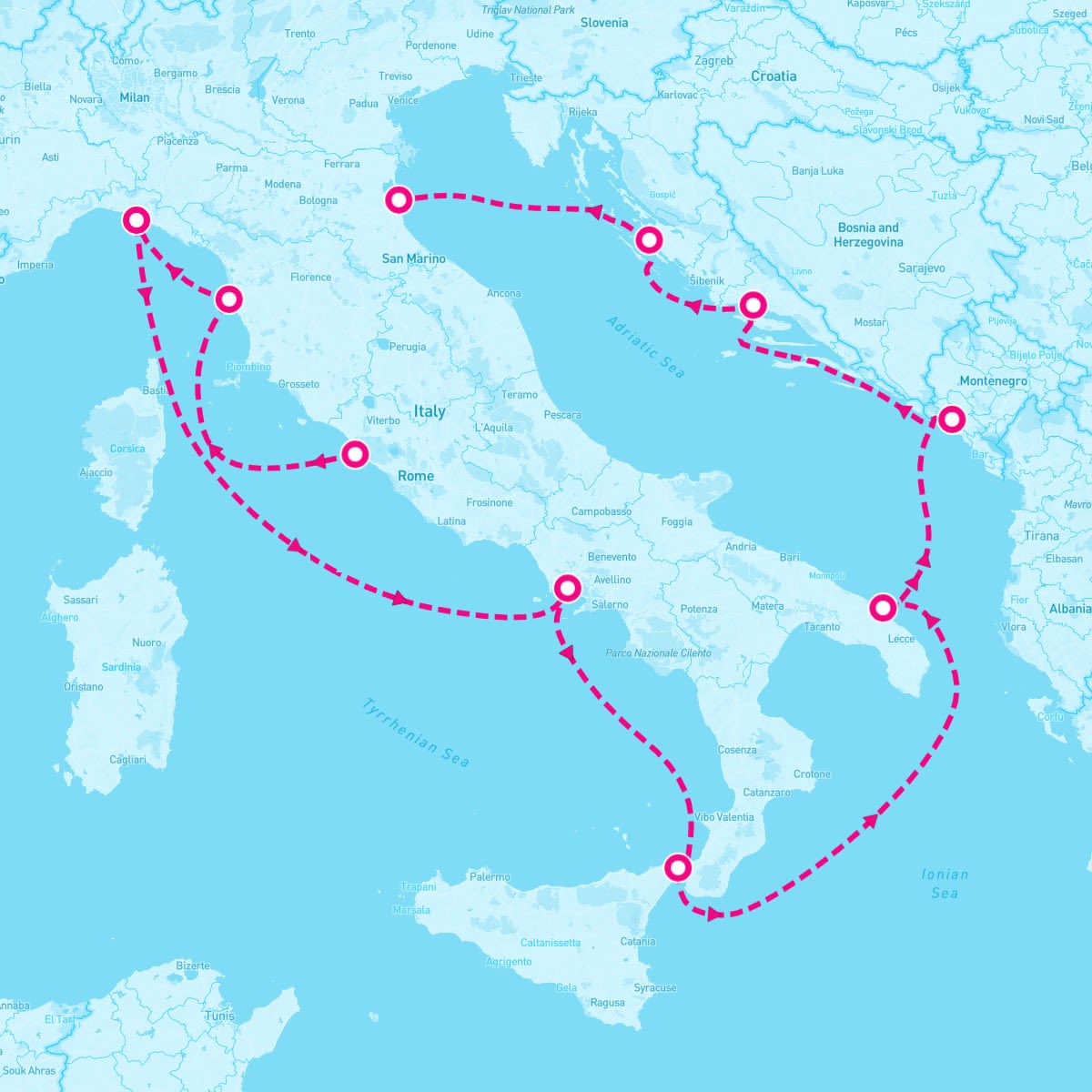 Celebrity Constellation itinerary map for June 25, 2024 (10 nights)