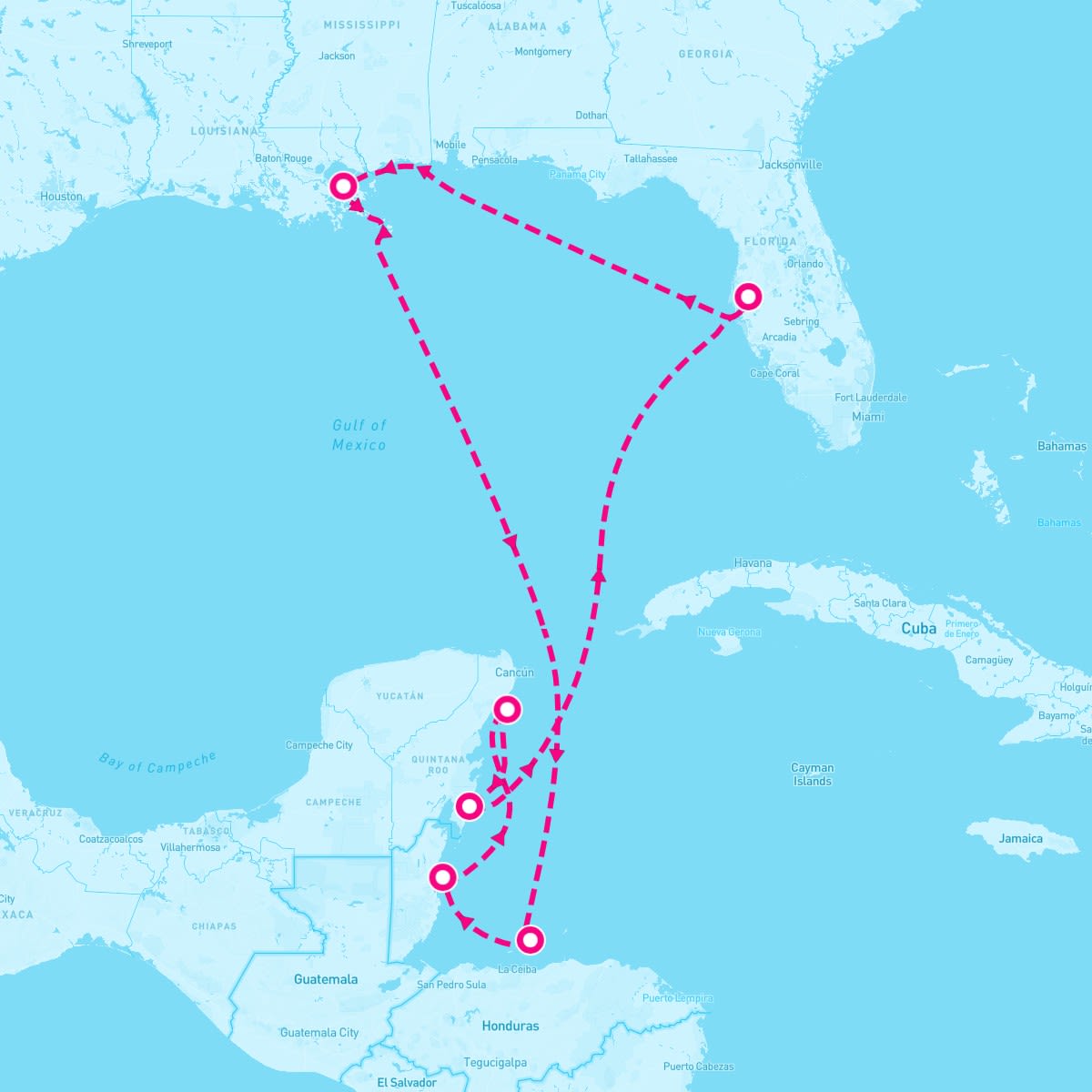 Celebrity Constellation itinerary map for January 2, 2025
