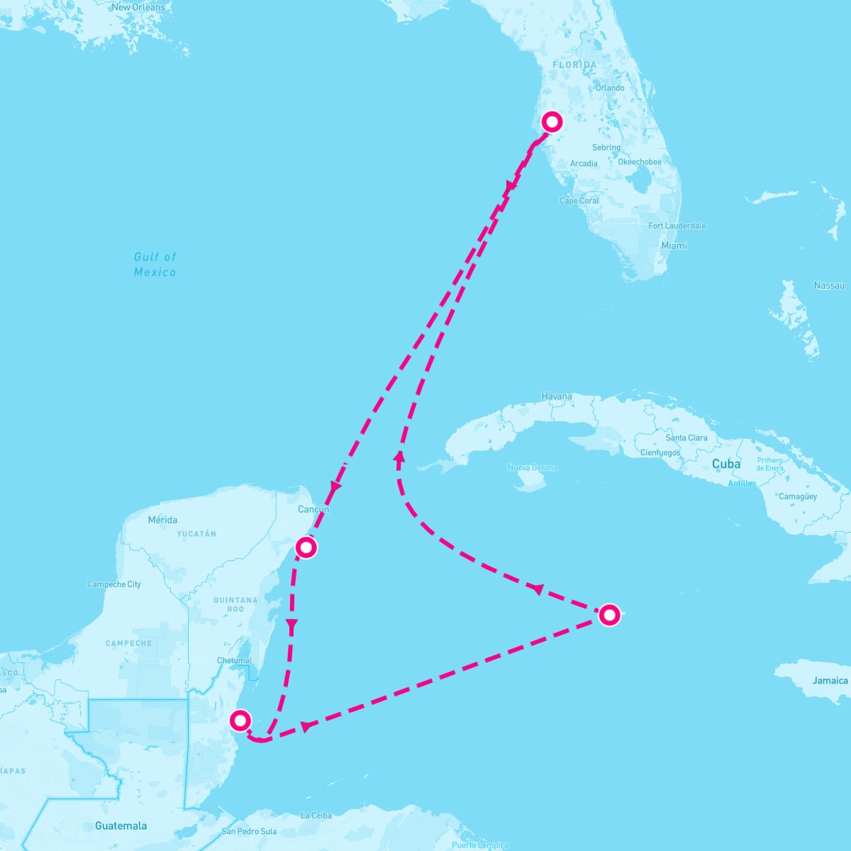 Celebrity Constellation itinerary map for March 16, 2025 (7 nights)