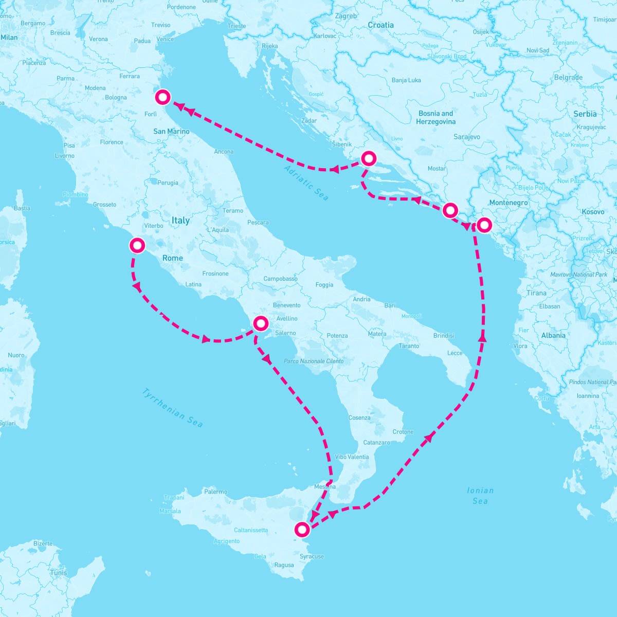 Celebrity Constellation itinerary map for April 28, 2025 (7 nights)