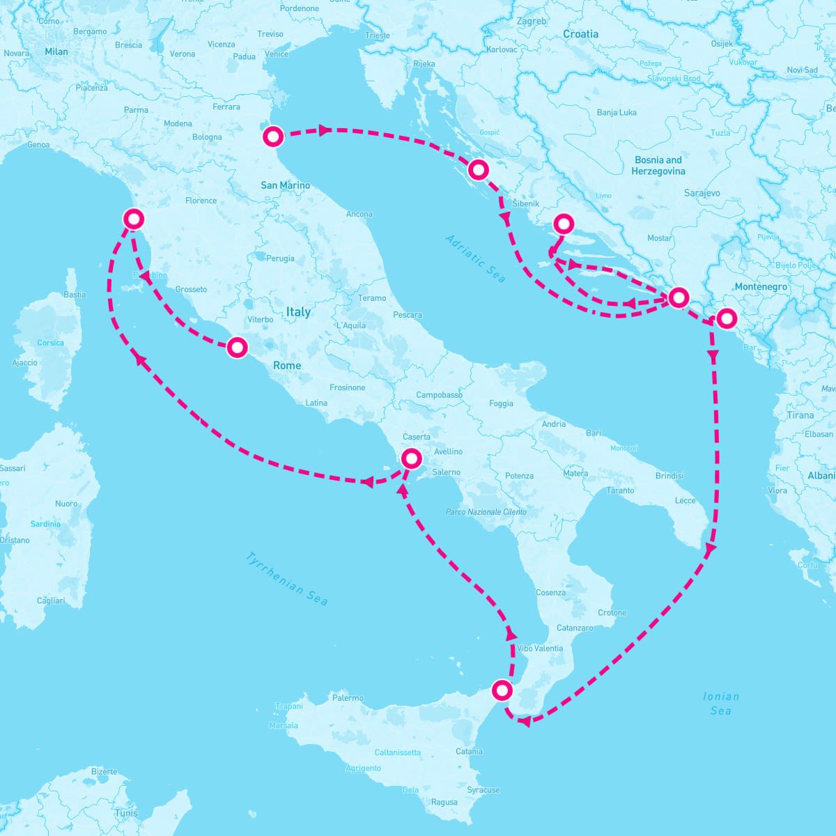Celebrity Constellation itinerary map for May 5, 2025 (11 nights)
