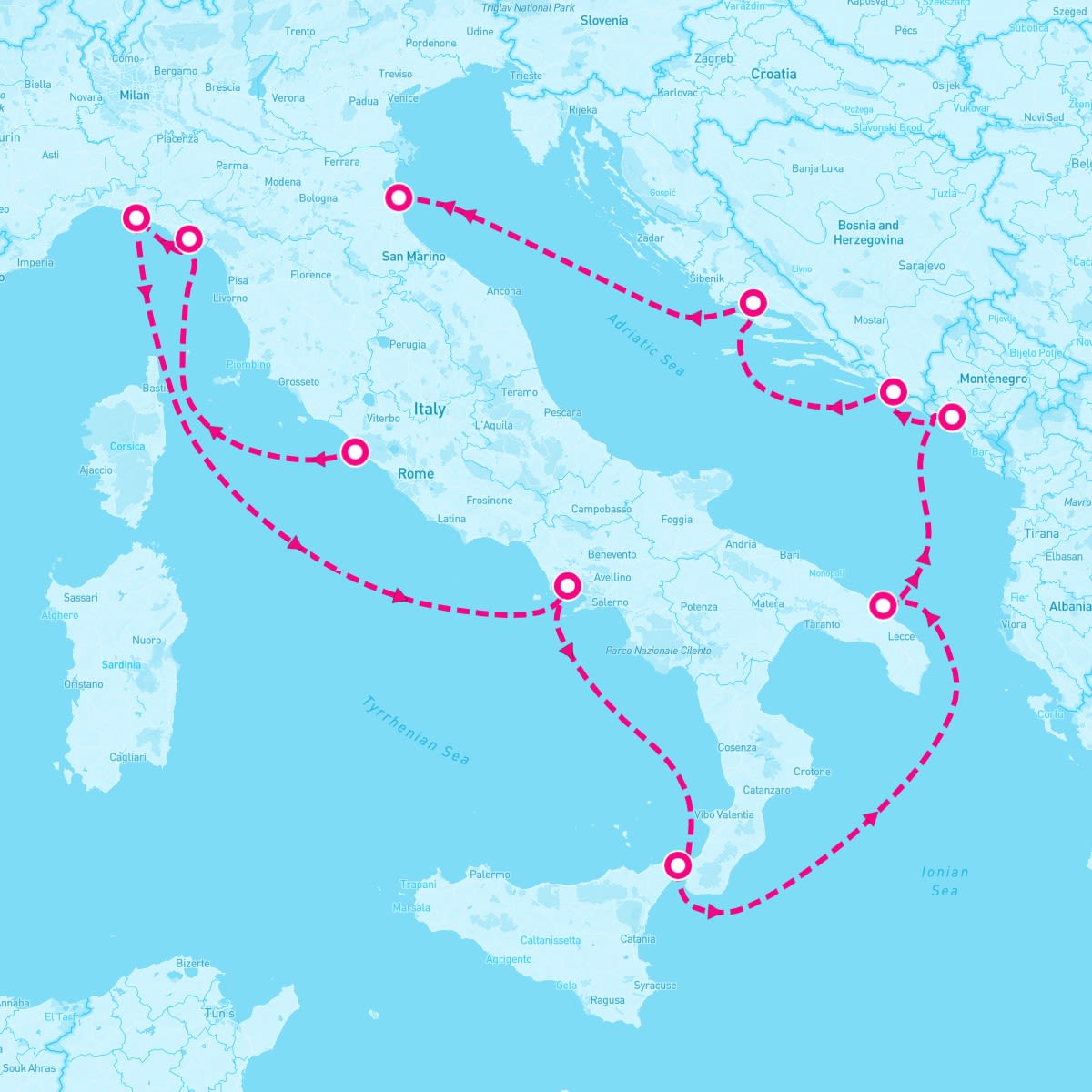 Celebrity Constellation itinerary map for July 18, 2025 (10 nights)